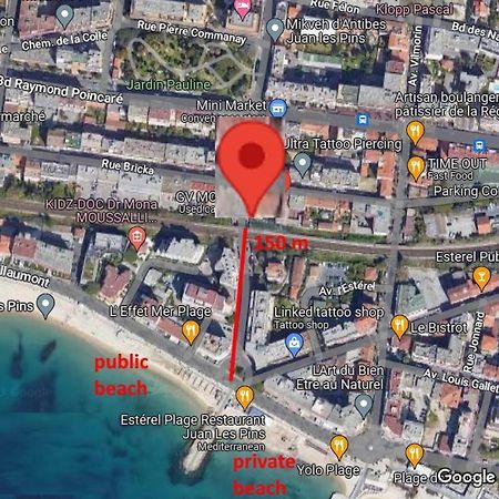 Stylish White And Red Apartments Juan-les-Pins Bagian luar foto
